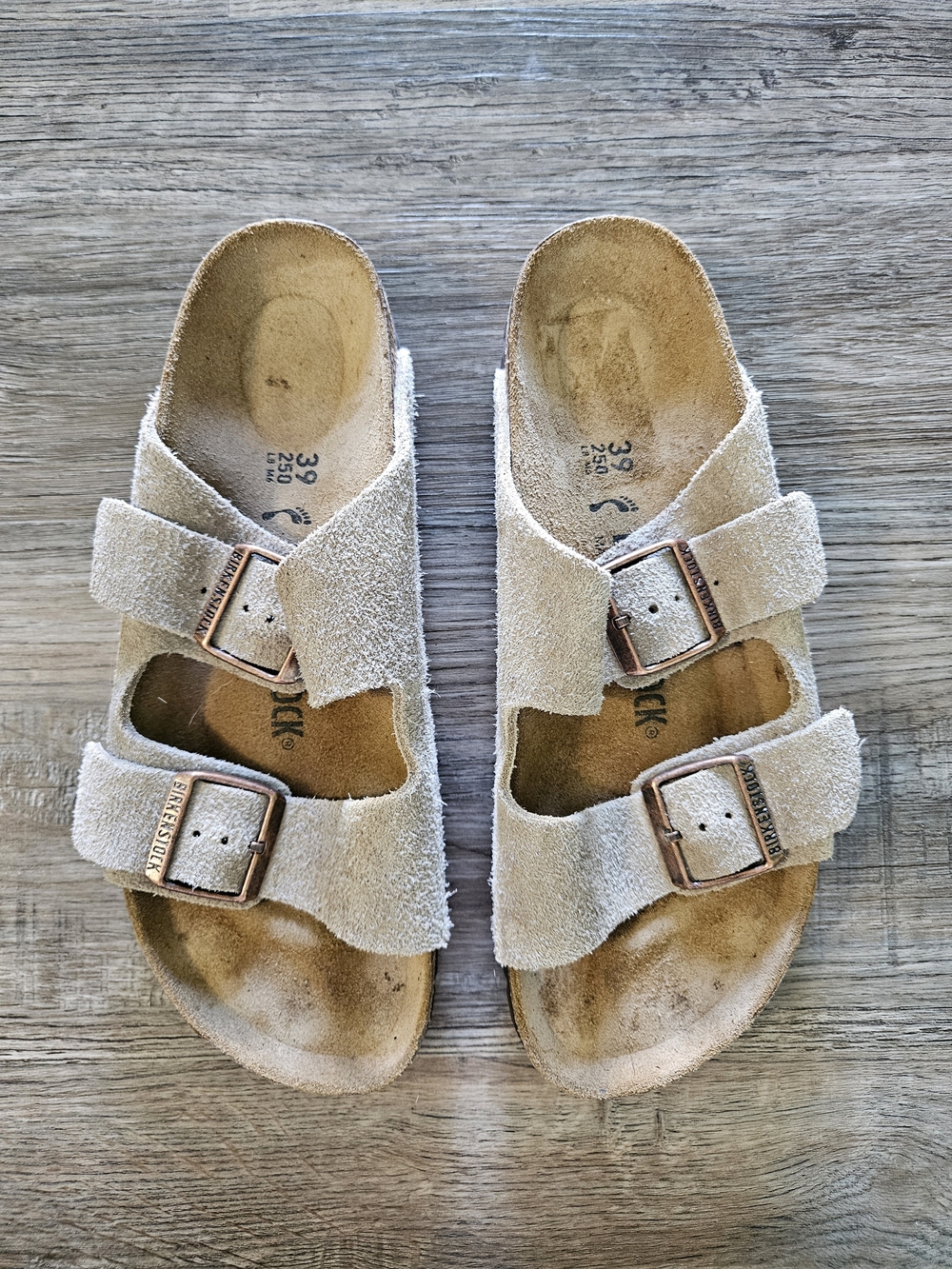 Birkenstock Arizona Taupe Suede Sandals Regular Fit Size EU 39 US Women 8-8.5